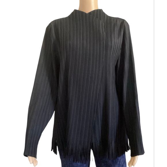 Chico’s Jackets & Blazers - Chico's Travelers Collection Fringe Pleated Jacket black